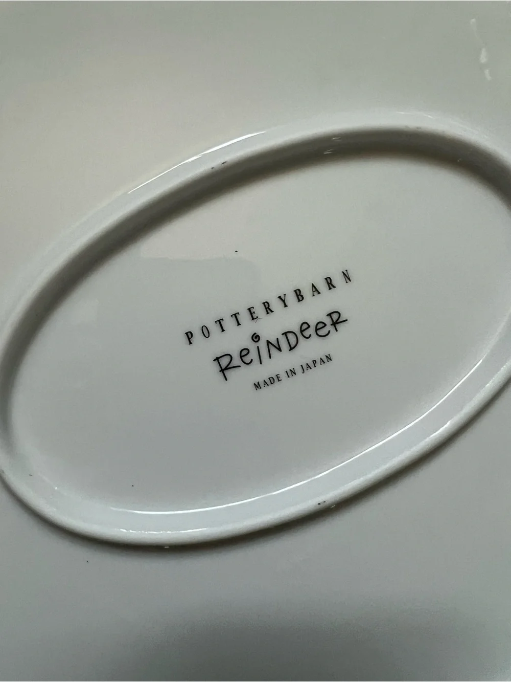 POTTERY BARN RETIRED Rudolph White Holiday Oval Serving Platter Large